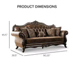 HOMES: Inside + Out Frazer 90.25" Sofa Traditional with Nailhead Trim Brown