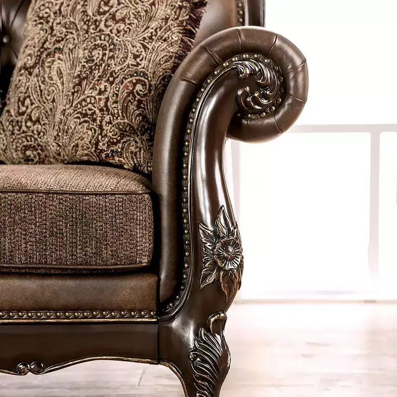 HOMES: Inside + Out Frazer 90.25" Sofa Traditional with Nailhead Trim Brown