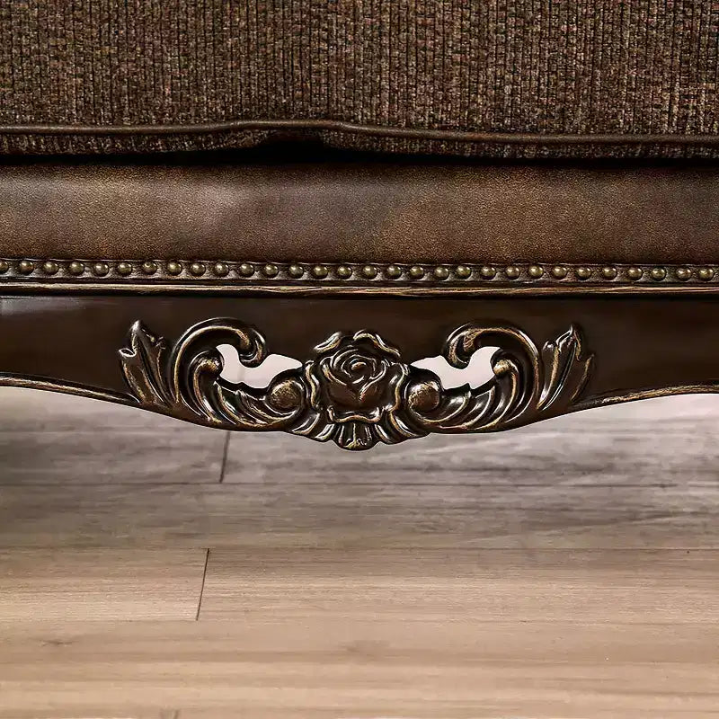 HOMES: Inside + Out Frazer 90.25" Sofa Traditional with Nailhead Trim Brown