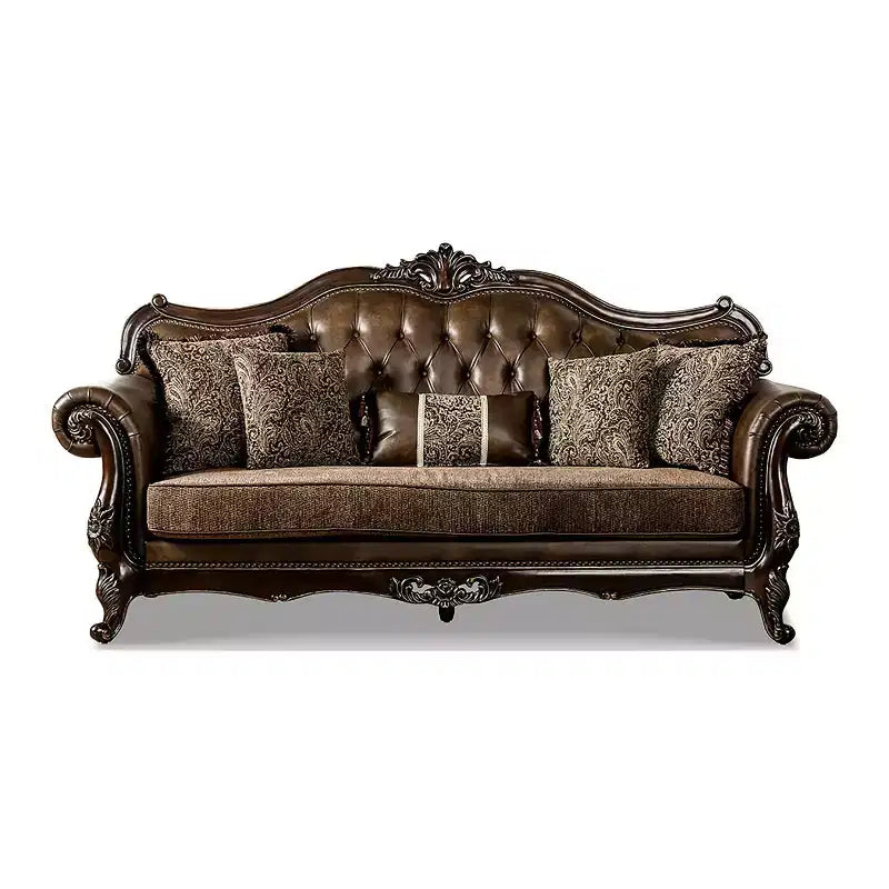 HOMES: Inside + Out Frazer 90.25" Sofa Traditional with Nailhead Trim Brown