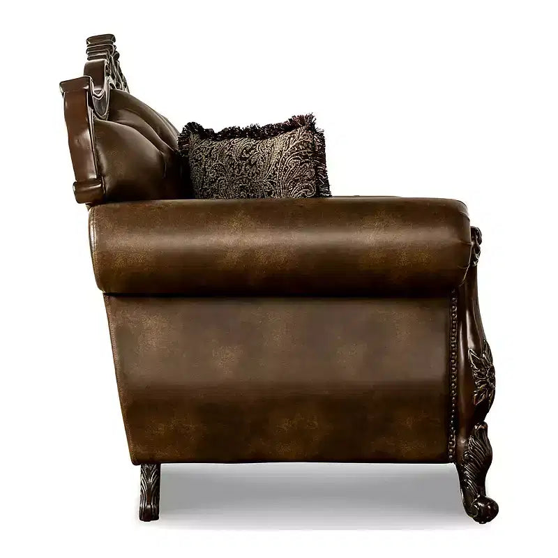 HOMES: Inside + Out Frazer 90.25" Sofa Traditional with Nailhead Trim Brown