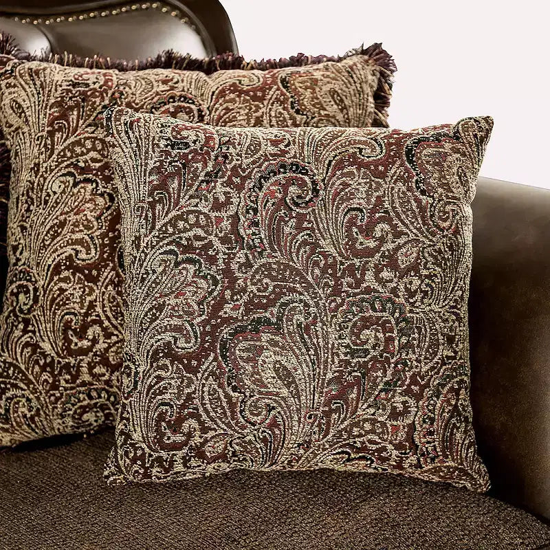 HOMES: Inside + Out Frazer 90.25" Sofa Traditional with Nailhead Trim Brown