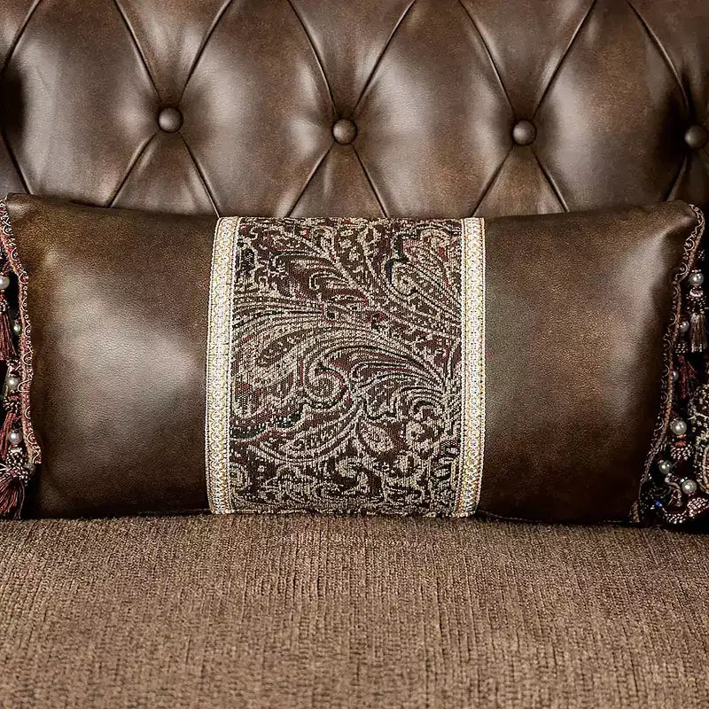 HOMES: Inside + Out Frazer 90.25" Sofa Traditional with Nailhead Trim Brown
