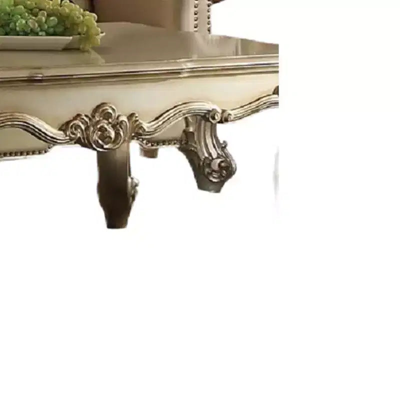 Acme Furniture Vendome II Canapé Similicuir Bone/Patine Dorée