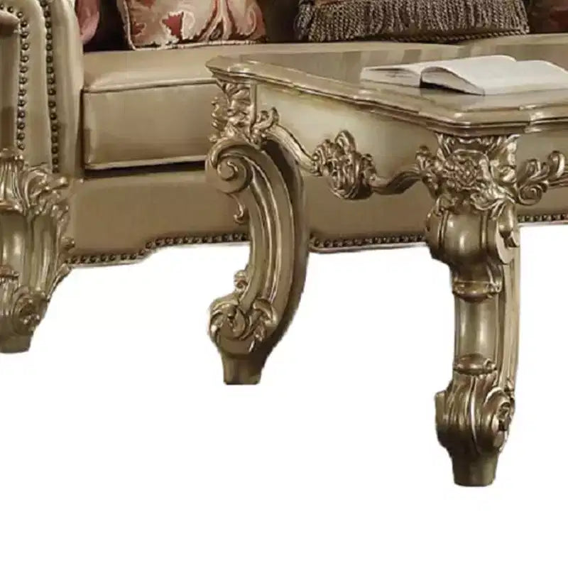 Acme Furniture Vendome II Canapé Similicuir Bone/Patine Dorée