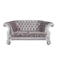 76" Versailles Sofa Ivory Fabric & Bone White Finish - Acme Furniture: Crescent, Nailhead Trim, Leather