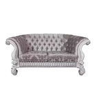 76" Versailles Sofa Ivory Fabric & Bone White Finish - Acme Furniture: Crescent, Nailhead Trim, Leather
