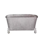 Canapé Versailles 76" Tissu Ivoire et Finition Blanc Os - Meubles Acme : Croissant, Clous décoratifs, Cuir
