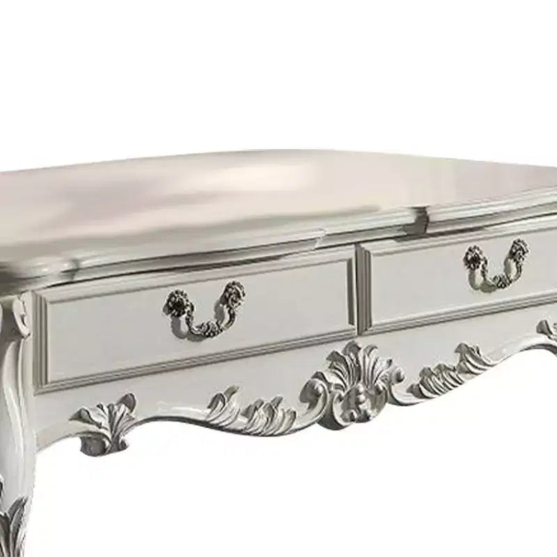 Canapé 241 cm Dresden en cuir synthétique, assise moelleuse et accents sculptés - Acme Furniture
