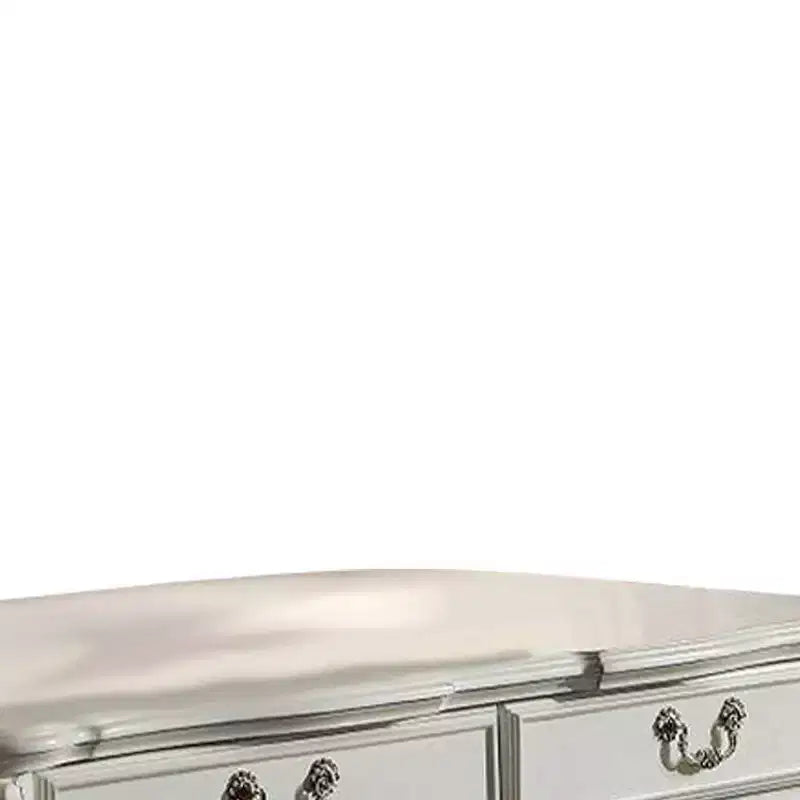 Canapé 241 cm Dresden en cuir synthétique, assise moelleuse et accents sculptés - Acme Furniture