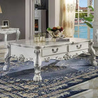 Canapé 241 cm Dresden en cuir synthétique, assise moelleuse et accents sculptés - Acme Furniture