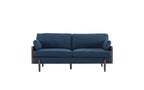 Christopher Knight Home Ella Modern Upholstered 71.75" Wood Frame 3 Seater Sofa with Accent Pillows Blue