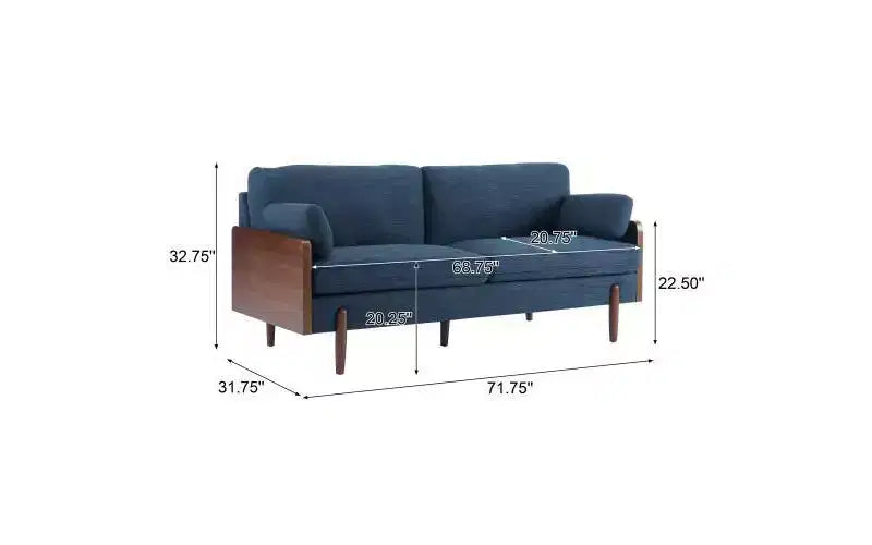 Christopher Knight Home Ella Canapé 3 places moderne rembourré de 71,75 po avec cadre en bois et coussins décoratifs bleus