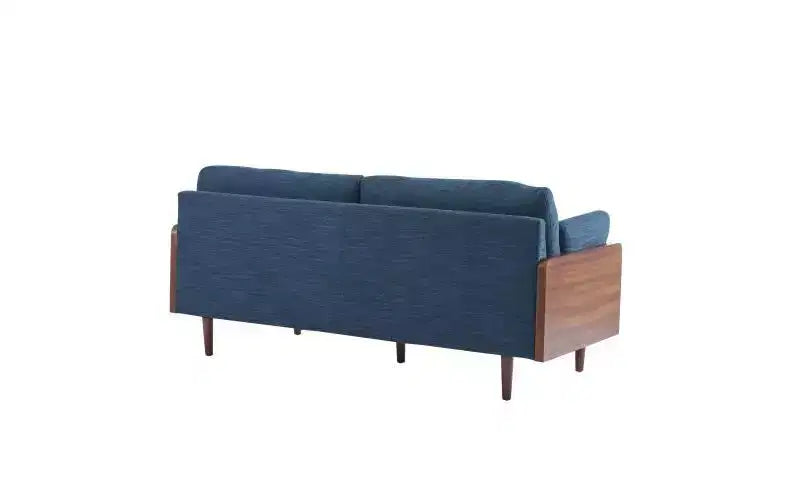 Christopher Knight Home Ella Canapé 3 places moderne rembourré de 71,75 po avec cadre en bois et coussins décoratifs bleus