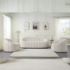 83" Osmash Sofa White Teddy Faux Shearling - Acme Furniture: Plush Upholstery, Wood Frame, Includes 2 Accent Pillows