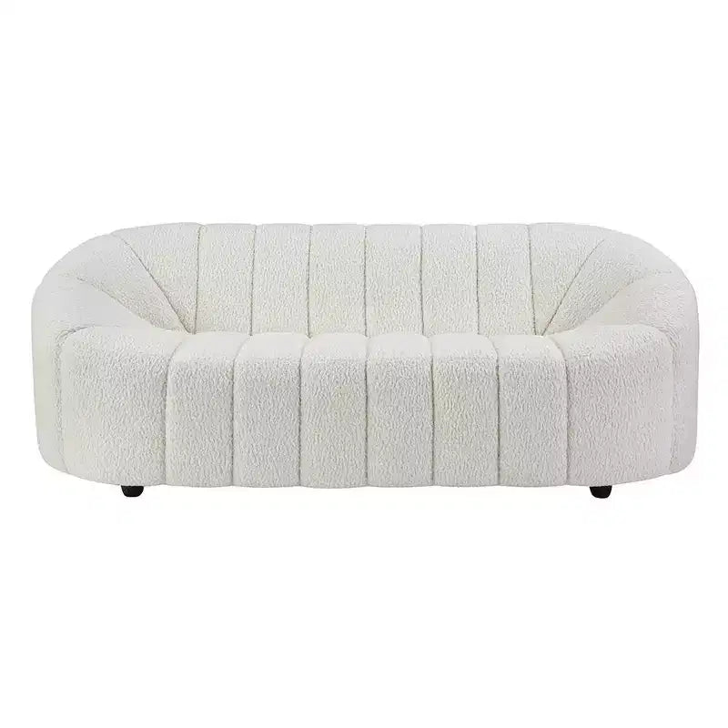 83" Osmash Sofa White Teddy Faux Shearling - Acme Furniture: Plush Upholstery, Wood Frame, Includes 2 Accent Pillows