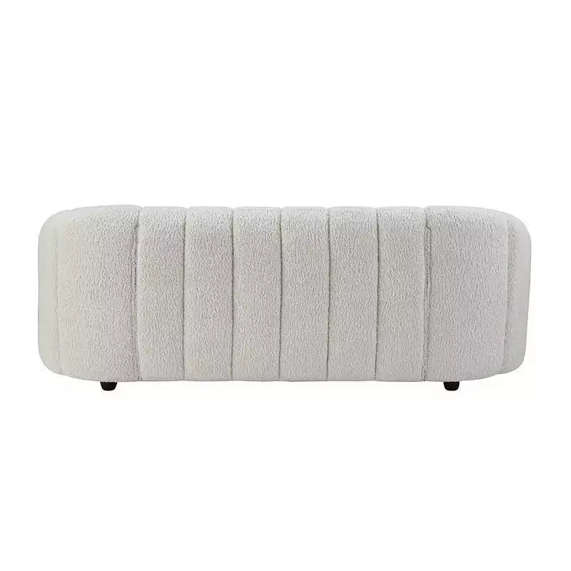 83" Osmash Sofa White Teddy Faux Shearling - Acme Furniture: Plush Upholstery, Wood Frame, Includes 2 Accent Pillows