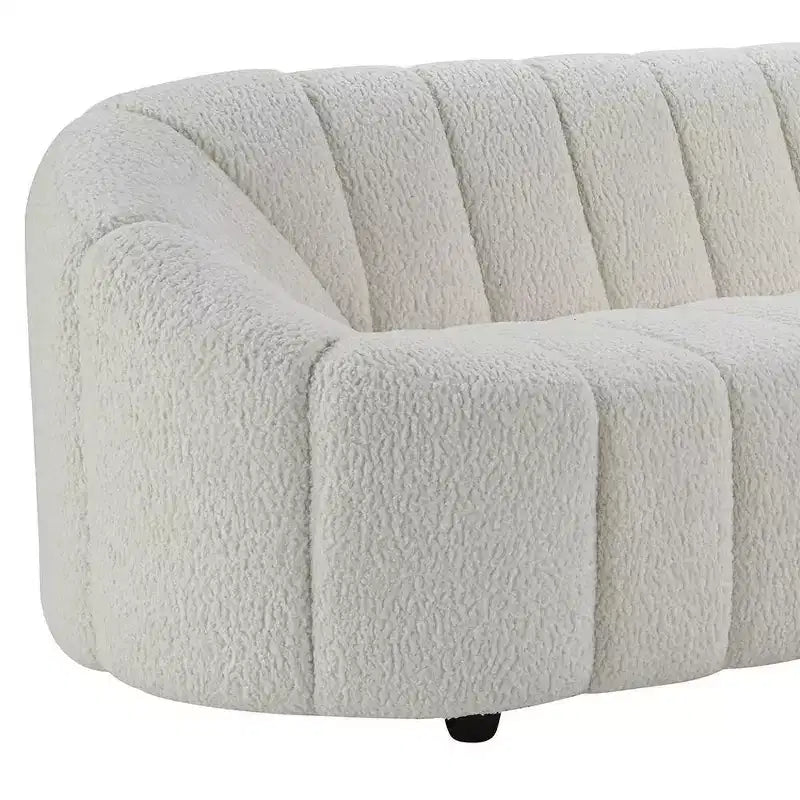 83" Osmash Sofa White Teddy Faux Shearling - Acme Furniture: Plush Upholstery, Wood Frame, Includes 2 Accent Pillows