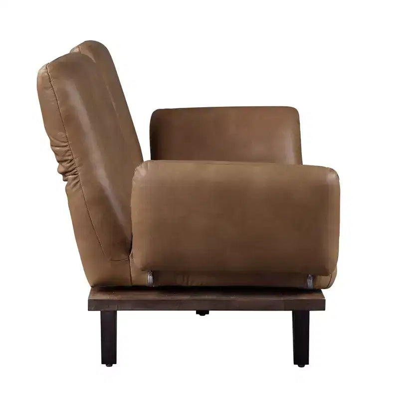Canapé Narech 88 po en cuir pleine fleur pivotant couleur noix de muscade - Acme Furniture : Comprend 2 coussins décoratifs, cadre en bois