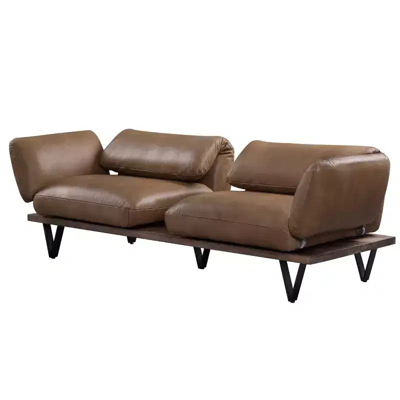 Canapé Narech 88 po en cuir pleine fleur pivotant couleur noix de muscade - Acme Furniture : Comprend 2 coussins décoratifs, cadre en bois