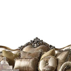 Canapé Latisha 88" en tissu beige/chêne antique Acme Furniture : Comprend 4 coussins, des clous décoratifs, un cadre en bois