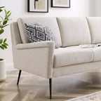Canapé en tissu Chesapeake noir/beige - Modway : Revêtement en polyester, cadre en métal, style moderne, 3 places