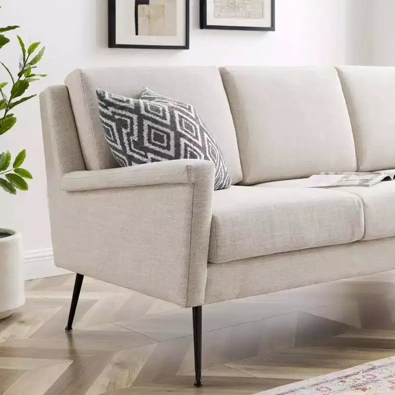 Canapé en tissu Chesapeake noir/beige - Modway : Revêtement en polyester, cadre en métal, style moderne, 3 places