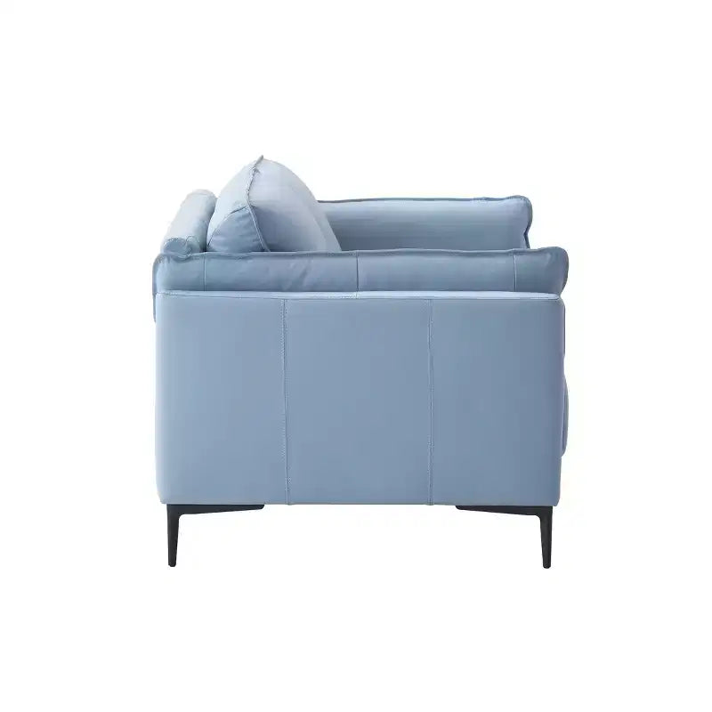 68" Mesut Sofa Light Blue Top Grain Leather with Metal Legs & Nailhead Trim - Acme Furniture