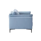 68" Mesut Sofa Light Blue Top Grain Leather with Metal Legs & Nailhead Trim - Acme Furniture