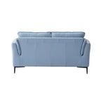 68" Mesut Sofa Light Blue Top Grain Leather with Metal Legs & Nailhead Trim - Acme Furniture