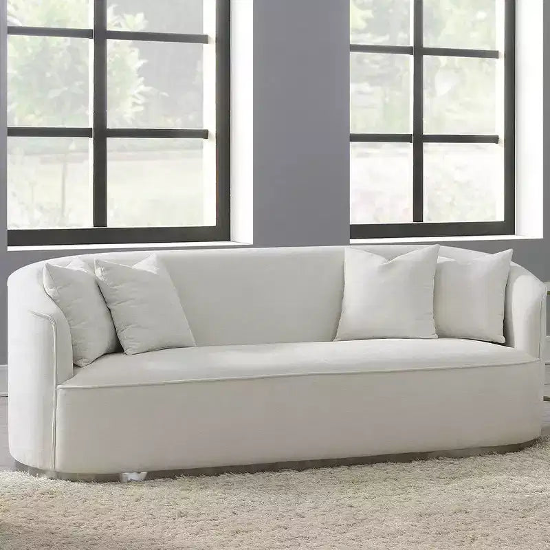 Canapé Odette 211 cm en velours beige Acme Furniture : Rembourrage luxueux, cadre en bois, comprend 4 coussins décoratifs