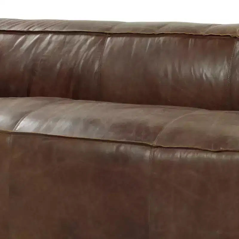 Brancaster 98" Sofas Retro Brown Top Grain Leather - Acme Furniture: Vintage Style, Aluminum Accents, 5-Seater