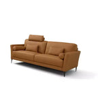 Canapé Tussio 84 po en cuir havane – Acme Furniture : Fabrication italienne, Coussins traversins, Pieds en métal, Cadre en bois