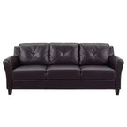 Helena Faux Leather Sofa Java Brown - Lifestyle Solutions: Upholstered, 3-Seater, Tufted Back, High-Density Foam