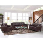 Helena Faux Leather Sofa Java Brown - Lifestyle Solutions: Upholstered, 3-Seater, Tufted Back, High-Density Foam