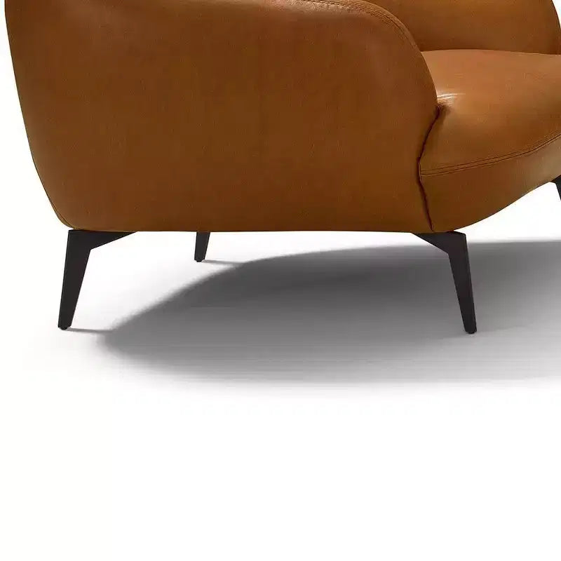 Canapé Leonia 168 cm en cuir cognac - Acme Furniture : pieds en métal contemporains, revêtement moelleux, quatre places