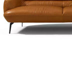 Canapé Leonia 168 cm en cuir cognac - Acme Furniture : pieds en métal contemporains, revêtement moelleux, quatre places