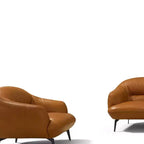 Canapé Leonia 168 cm en cuir cognac - Acme Furniture : pieds en métal contemporains, revêtement moelleux, quatre places