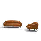Canapé Leonia 168 cm en cuir cognac - Acme Furniture : pieds en métal contemporains, revêtement moelleux, quatre places