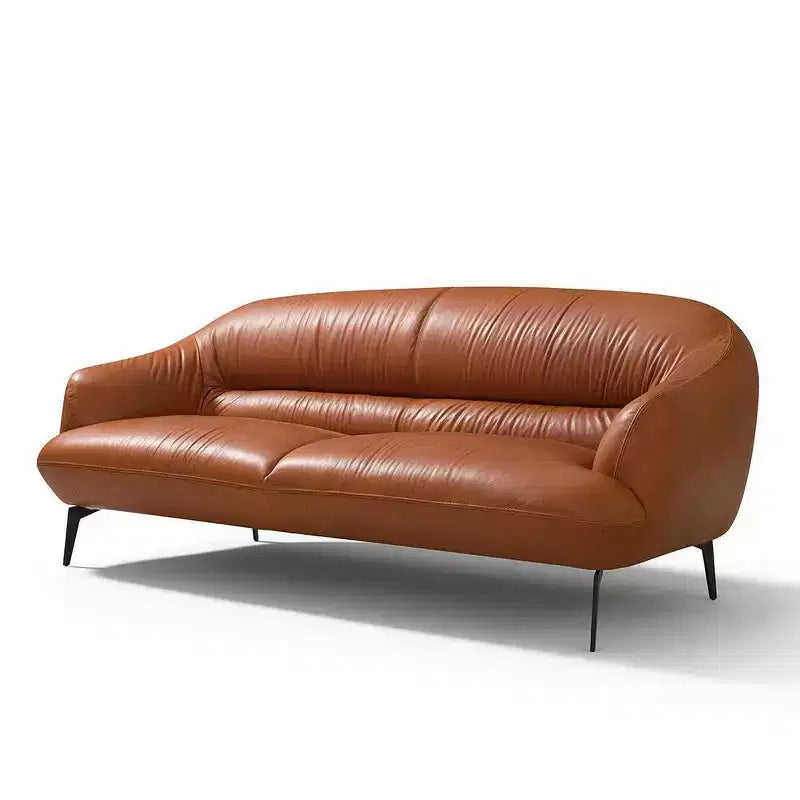 Canapé Leonia 224 cm en cuir cognac - Acme Furniture : pieds en métal contemporains, revêtement moelleux