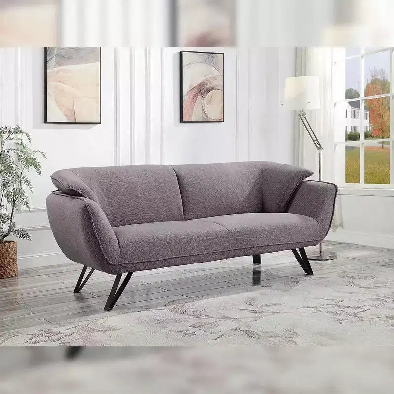 Canapé 78 po Dalya, lin gris – Acme Furniture : Revêtement en velours, comprend 2 coussins décoratifs