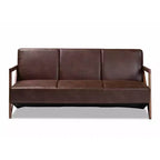 Christa Faux Leather Upholstered Wood Sofa: Mid-Century Modern, Retro Lounge - Baxton Studio