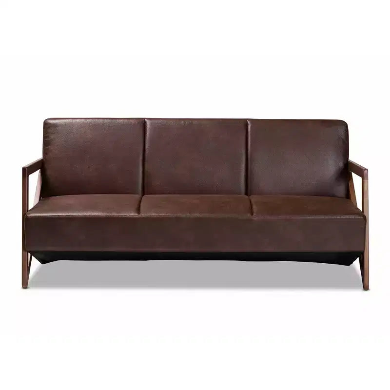 Christa Faux Leather Upholstered Wood Sofa: Mid-Century Modern, Retro Lounge - Baxton Studio