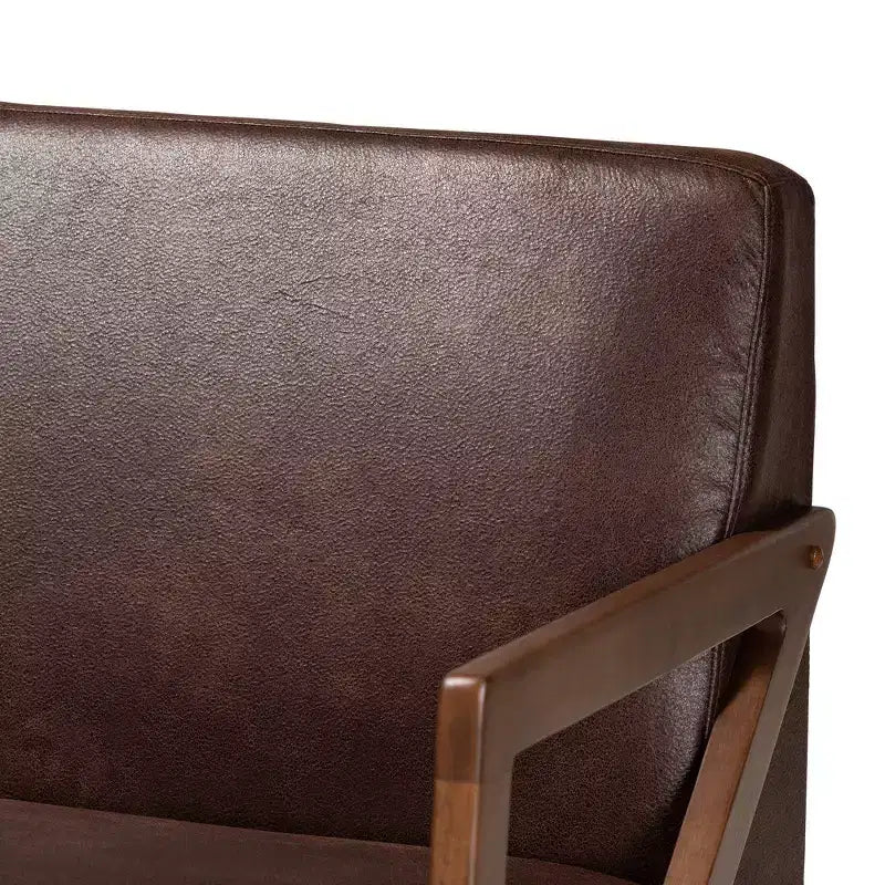 Christa Faux Leather Upholstered Wood Sofa: Mid-Century Modern, Retro Lounge - Baxton Studio