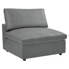 Commix Down Filled Overstuffed Vegan Leather 4 Seater Sofa Gray - Modway: Solid Wood Frame, Foam Padded