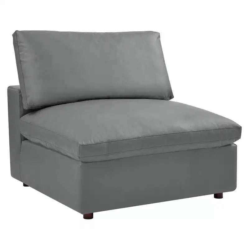 Commix Down Filled Overstuffed Vegan Leather 4 Seater Sofa Gray - Modway: Solid Wood Frame, Foam Padded