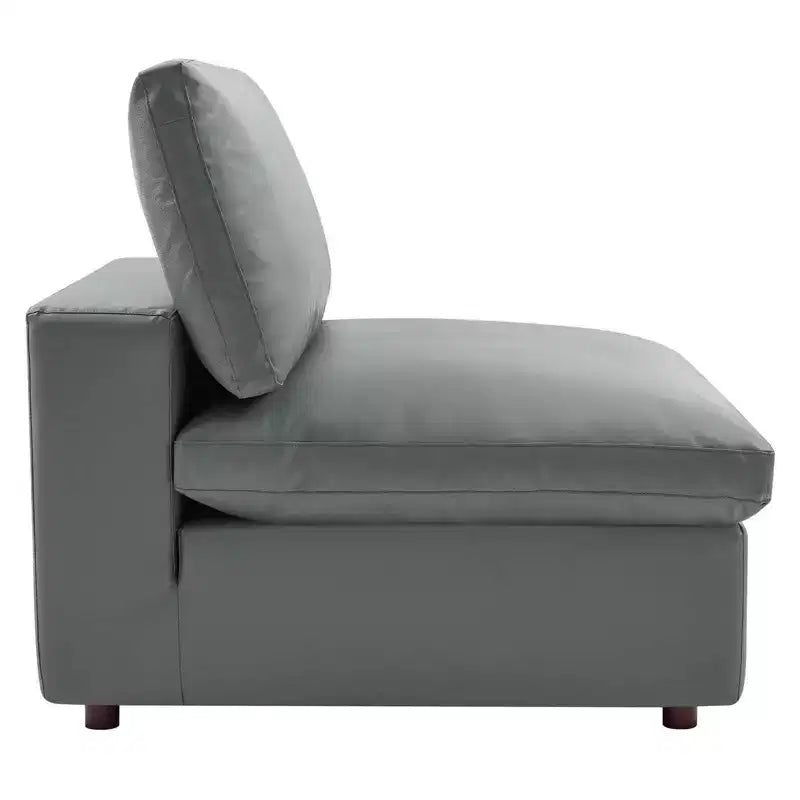 Commix Down Filled Overstuffed Vegan Leather 4 Seater Sofa Gray - Modway: Solid Wood Frame, Foam Padded