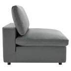 Commix Down Filled Overstuffed Vegan Leather 4 Seater Sofa Gray - Modway: Solid Wood Frame, Foam Padded