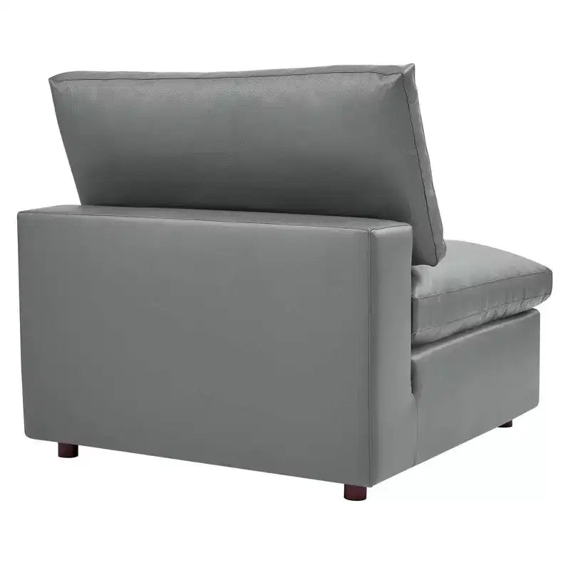 Commix Down Filled Overstuffed Vegan Leather 4 Seater Sofa Gray - Modway: Solid Wood Frame, Foam Padded
