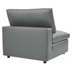 Commix Down Filled Overstuffed Vegan Leather 4 Seater Sofa Gray - Modway: Solid Wood Frame, Foam Padded